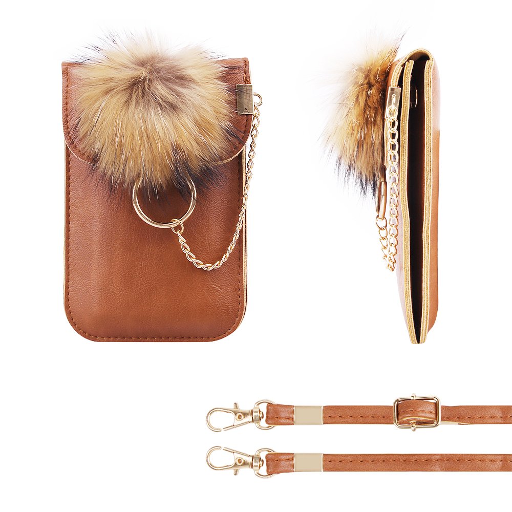 Cell phone purse with shoulder strap,small crossbody bags for women,phone wallet for girls (Brown)