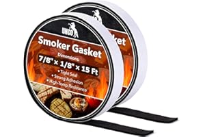 UNCO- Smoker Gasket, 15 FT, 7/8" x 1/8", 2 Pack, Smoker Gasket Seal High Temp