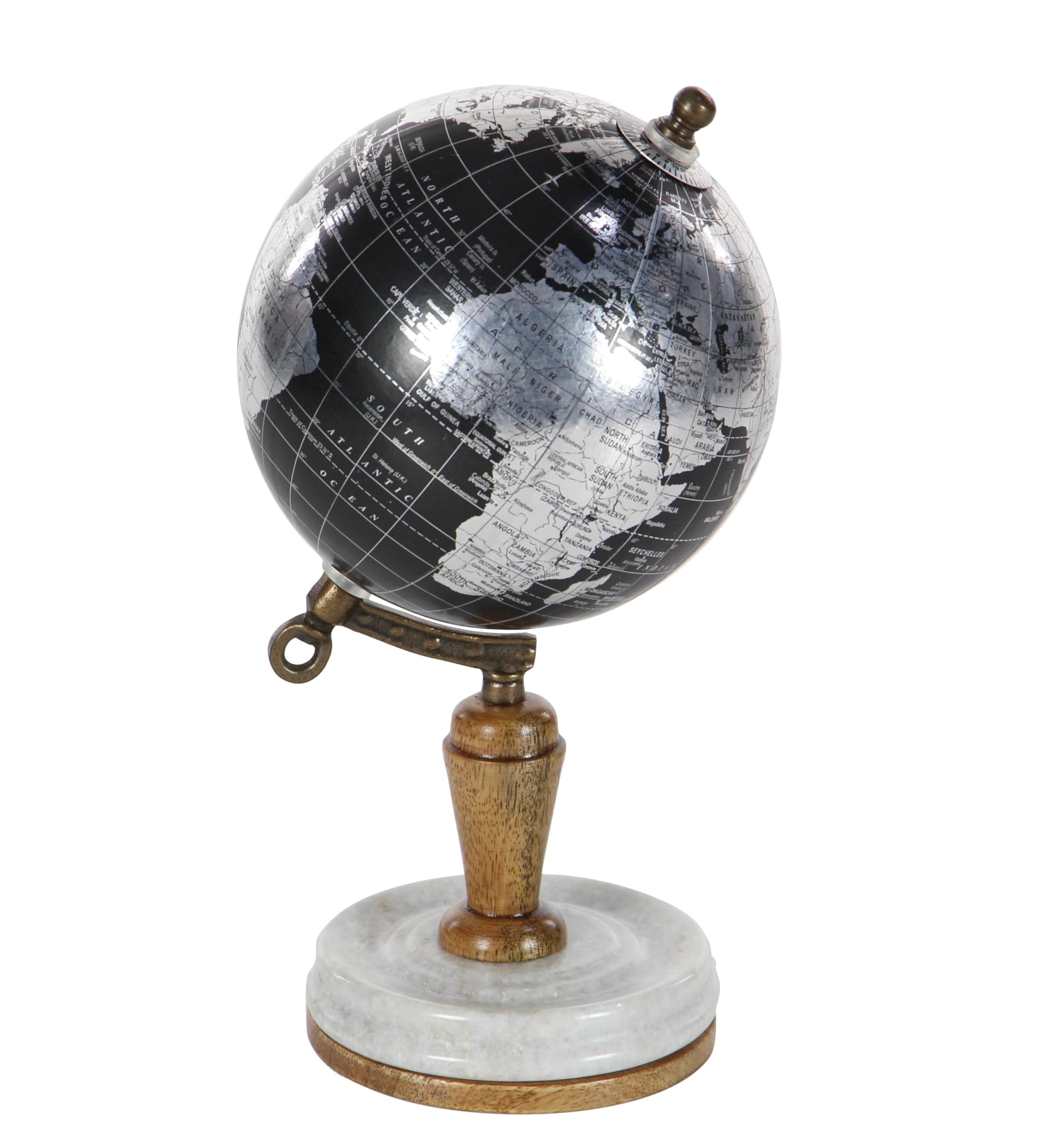 Deco 79 Black Marble and Resin Globe, S Size
