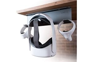 VRGE VR Stand Under Desk Storage Display Hook Organizer - Premium Metal - for Meta Oculus Quest 3/2, Sony PlayStation PS5 VR2, Valve Index and Mixed Reality Headsets