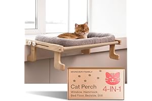 WONDER FAMILY Cat Window Perch for Large Cats – 4-in-1 Heavy Duty Hammock Bed – Foldable Window Shelf Seat for Indoor Cats – Elevated Cat Hammock Ledge Cozy Bed Windowsill Perch for Small Dogs