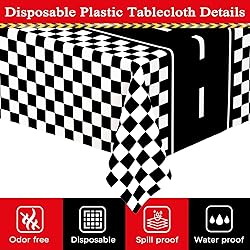 WNINK 2 Pack Race Car Table Cloth Black and White
