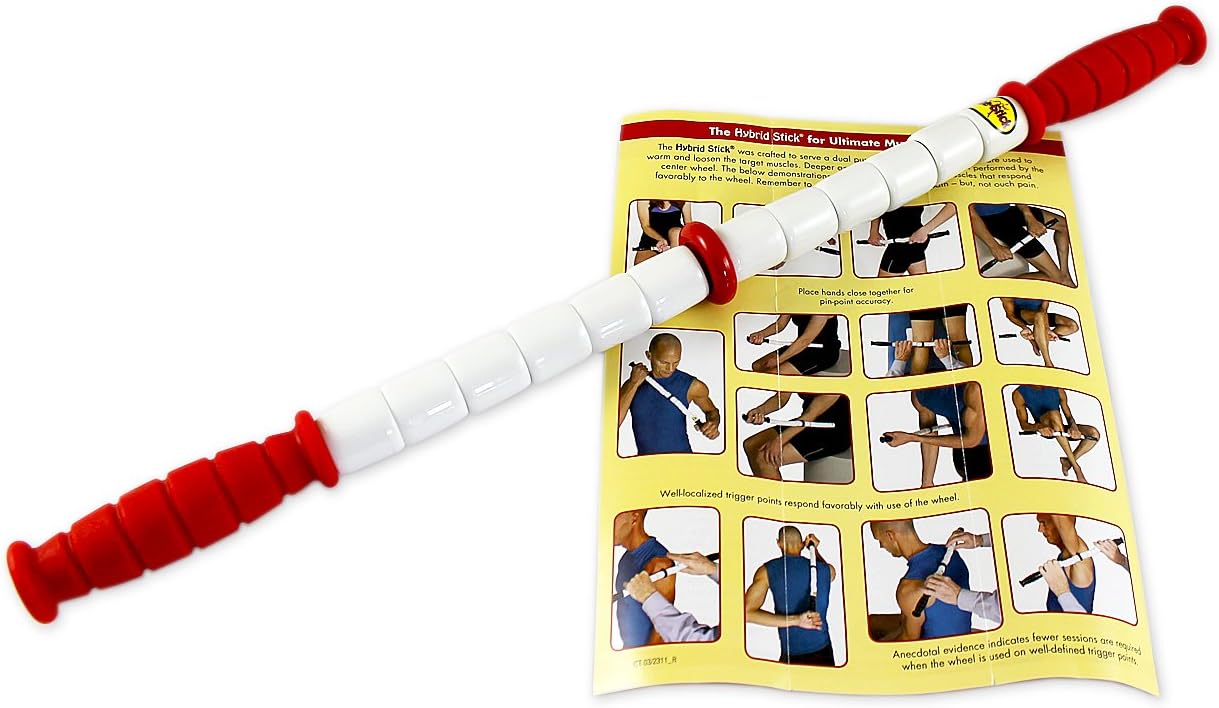 TheStick Travel Stick, 17"L, Standard Flexibility, Red Handles, Therapeutic Body Massage Stick, Potentially Improves Flexibility, Aids in Muscle Recovery & Muscle Pain, Assists in Myofascial Release: Health & Personal Care