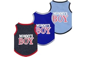 HRTTSY 3 Pack Dog Shirts for Small Dogs Boy Soft Cotton Clothing Puppy Shirt Cute Summer Dog Clothes Male Mommy's Boy Dog T-Shirts Set Sleeveless Cat Dog Shirts Yorkie Chihuahua Outfits(Boy1,XL)