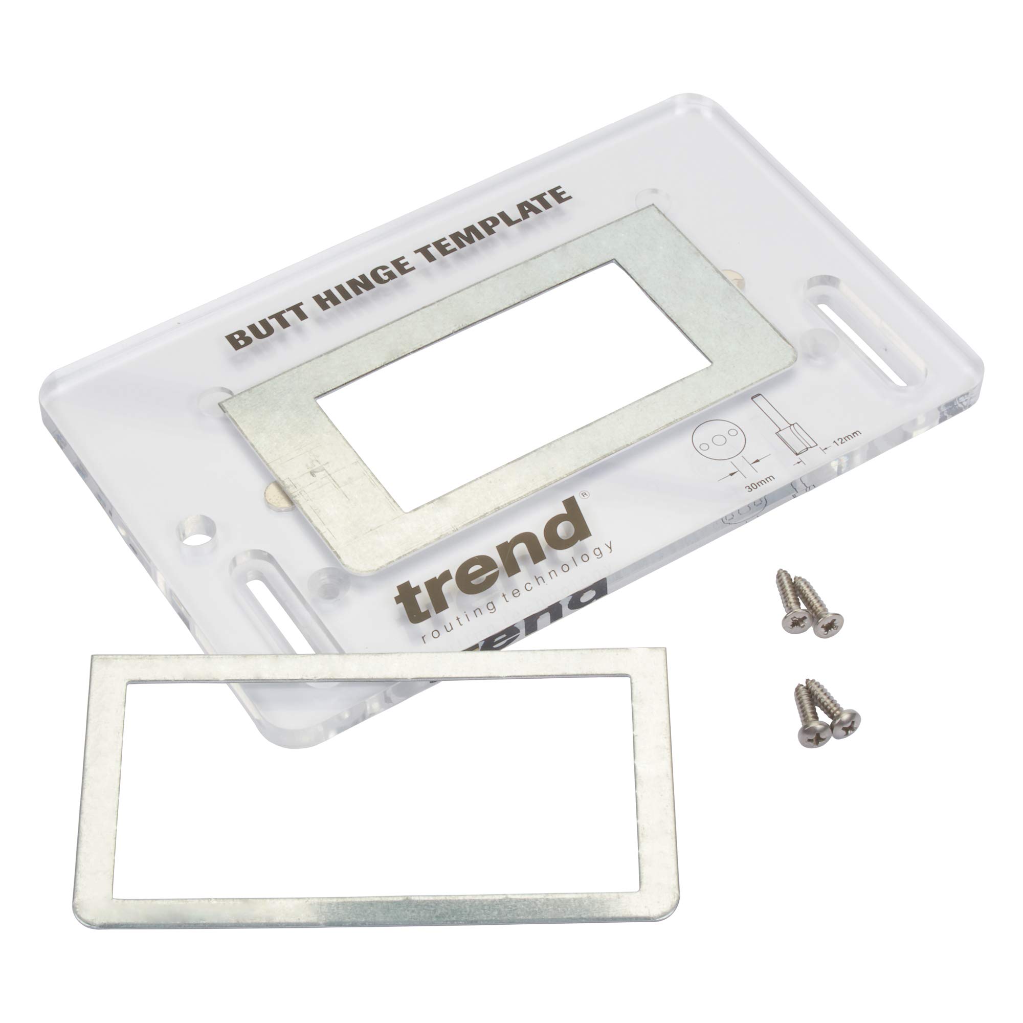 Trend Template Butt Hinge Jig for On-Site Routing, Clear Acrylic, TEMP/BH/A