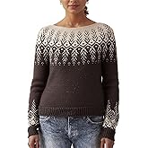 Women's Classic Fair Isle Pattern Knit Sweater 2024 Trendy Casual Loose Crewneck Long Sleeve Lightweight Jumper Tops