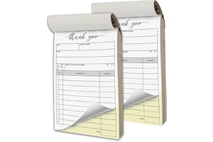 Herzii Prints - 2 Pack Receipt Pad, 3.4x5.5 Handheld - Receipt Book with Carbon Copies - Invoice Book for Small Business, Sales Order Book, Receipt Booklet. 2-Part Carbonless (50 Sets) White/Yellow