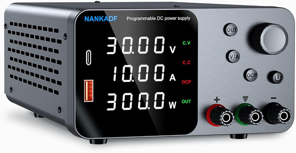 NANKADF DC Power Supply Adjustable 30V 10A with Encoder USB Fast Charge