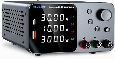 NANKADF DC Power Supply Adjustable 30V 10A with Encoder USB Fast Charge