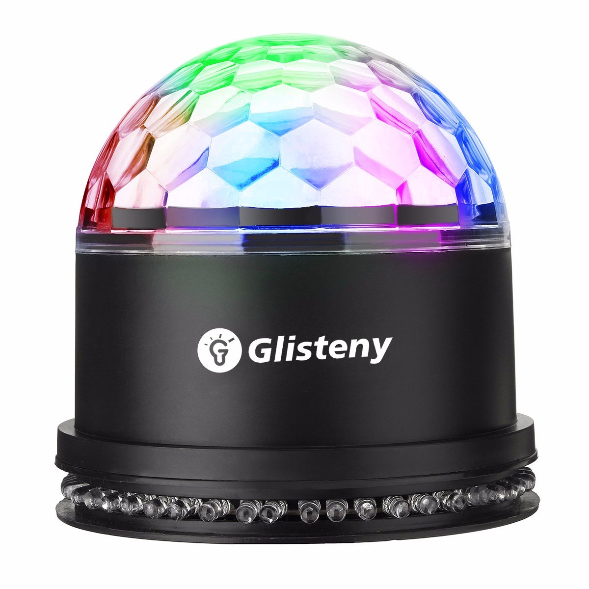 Disco Ball Light, GLISTENY DJ Disco Party Lights 7 Color Changing RGB Auto Sound Activated 5W Strobe Rotating Magic Ball Lights Stage Lights Effect for Wedding Show KTV Nightclub black L