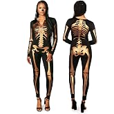 Tipsy Elves Sexy Halloween Skeleton Bodysuit for Women - One Piece Costume | Baddie and Bold, Front and Back Print, Ultra Comfortable Feel, Premium Construction, Back Zipper