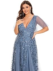 Ever-Pretty Womens Plus Size V-Neck Sequin