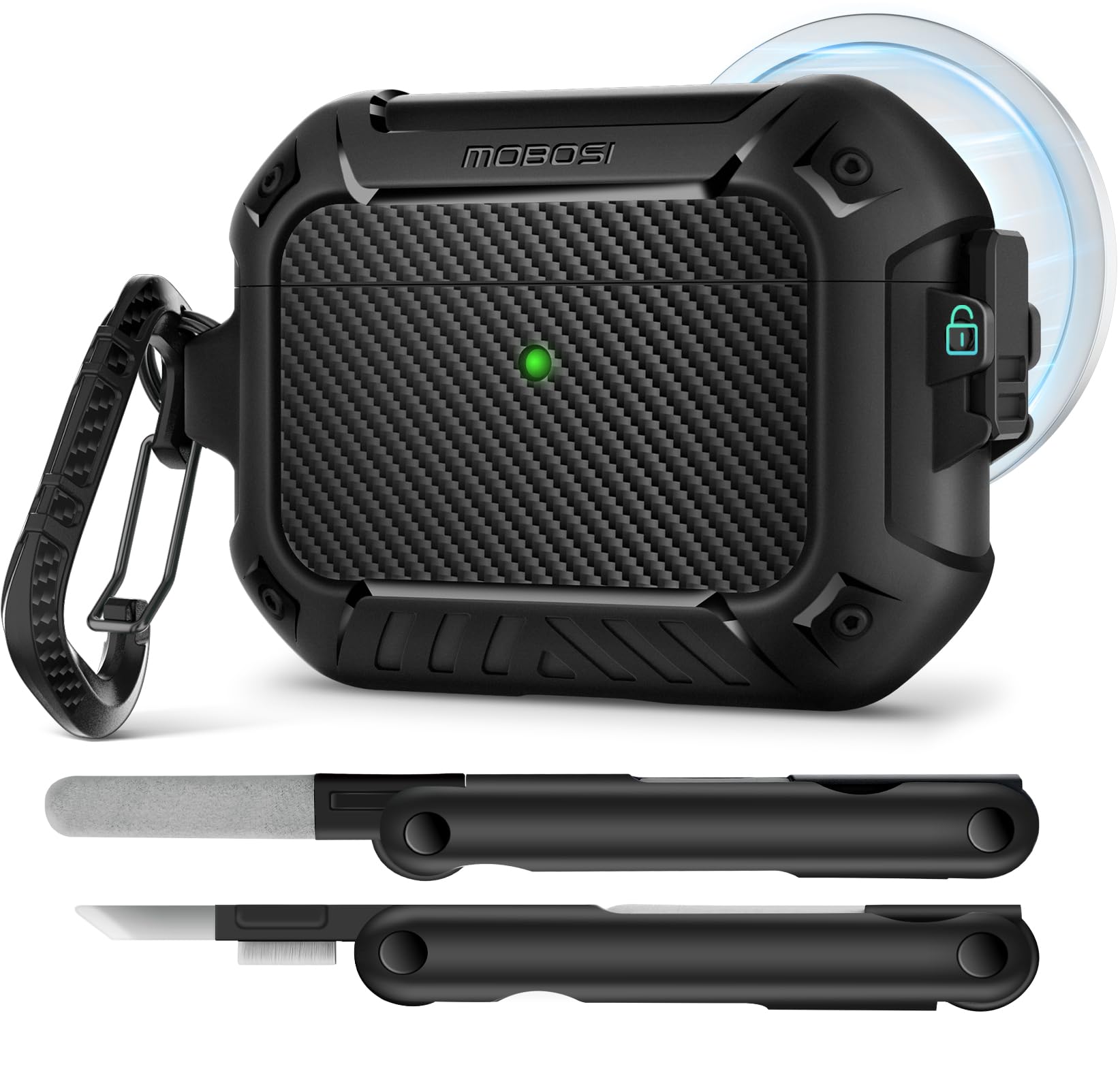 Photo 1 of ***MISSING PARTS***
MOBOSI for AirPods Pro 3 Case, Compatible with AirPod 3rd Generation Cover [Compatible with MagSafe] with Lock&Keychain&Cleaner Kit, Full Body Shockproof Protective Hard Shell (2025), Black