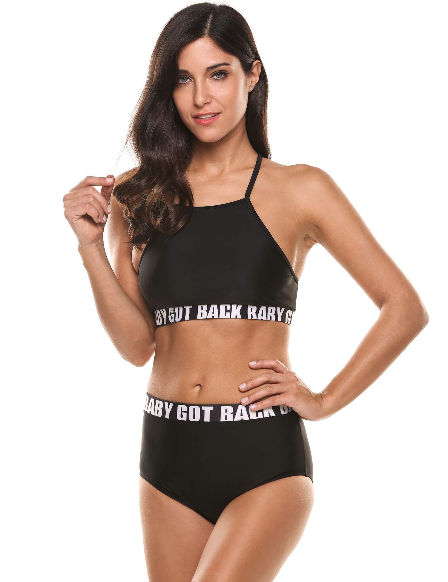 Ekouaer Women Bikini Set Top Push up String Cross strap Fashion Swimsuits