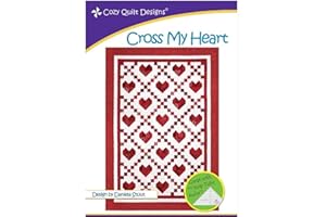 Cozy Quilt Designs Cross My Heart Sewing Pattern for Strips Pieced Hearts - Red - One Size Only