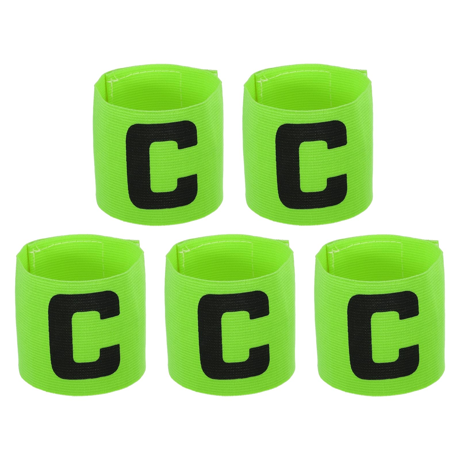 PATIKIL Captain Armband, 5 Pack Adjustable Elastic Soccer Captain's Arm Band for Outdoor Football Training Team, Fluorescence Green