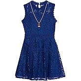 Beautees Girls' Sleeveless Fit and Flare Lace Dress