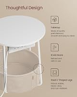 VASAGLE Round Side Table with Charging Station 2 USB 2 AC Outlets Matte White view 6