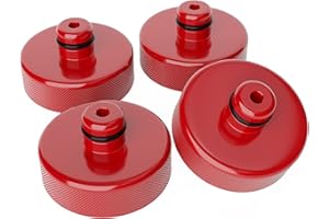 RUNEVER Jack Pad for Tesla Model 3 Y S X, Tesla Lifting Pucks Upgraded Polyurethane Jack Adapter Accessories Without Stinks, Howbow Floor Jack Tire Repair Tool Protects Battery & Chassis 4Pcs Red with Bag1