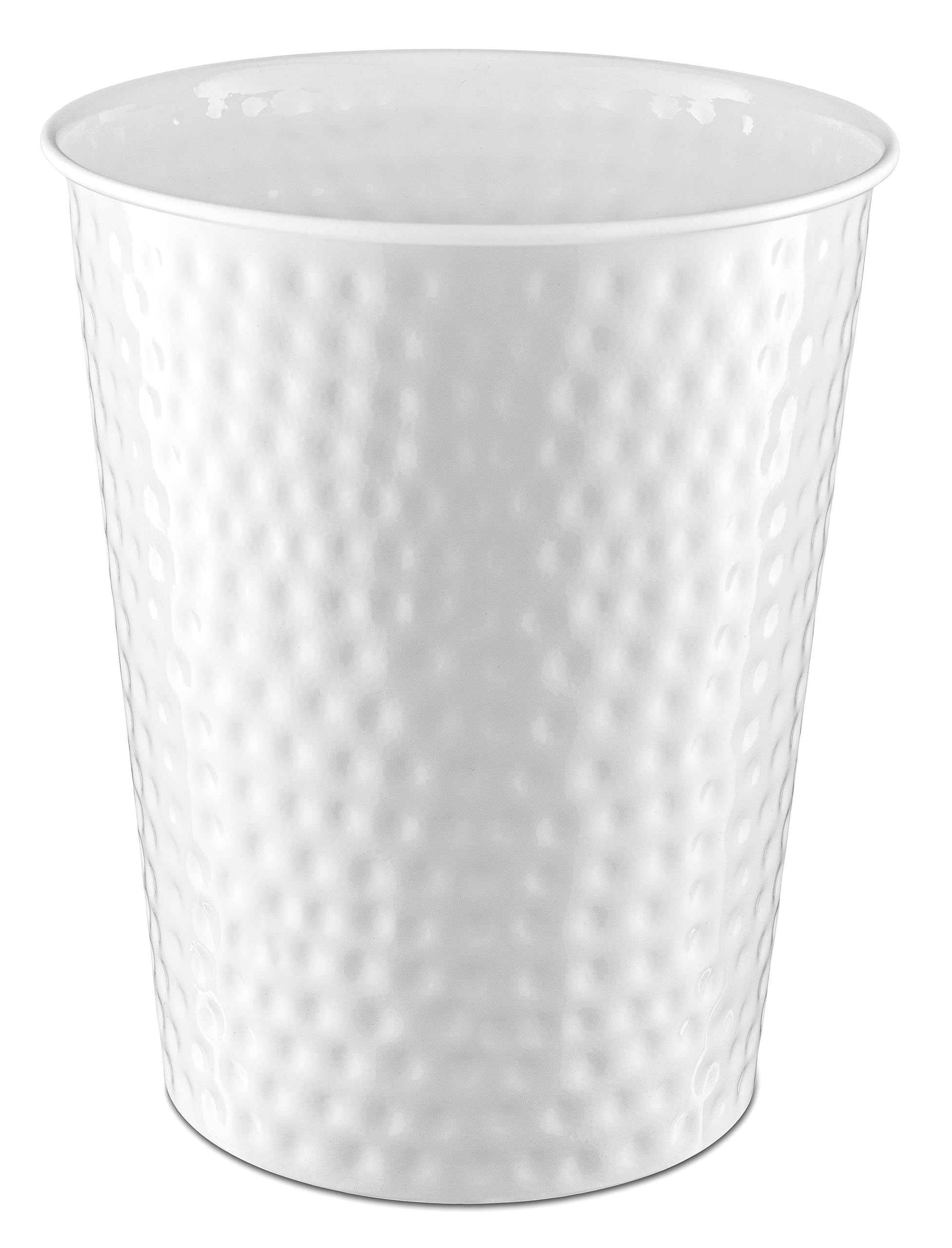 Photo 1 of Monarch Abode Metal Bathroom Trash Can – Waste Basket for Bedroom, Office Desk, & Dorm, Hand Hammered, Durable Decorative White Small Trash Can Bathroom Garbage Bin Wastebasket