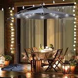 Neo 3M Grey Cantilever Parasol Outdoor Waterproof LED Lights Crank Handle Water view 2