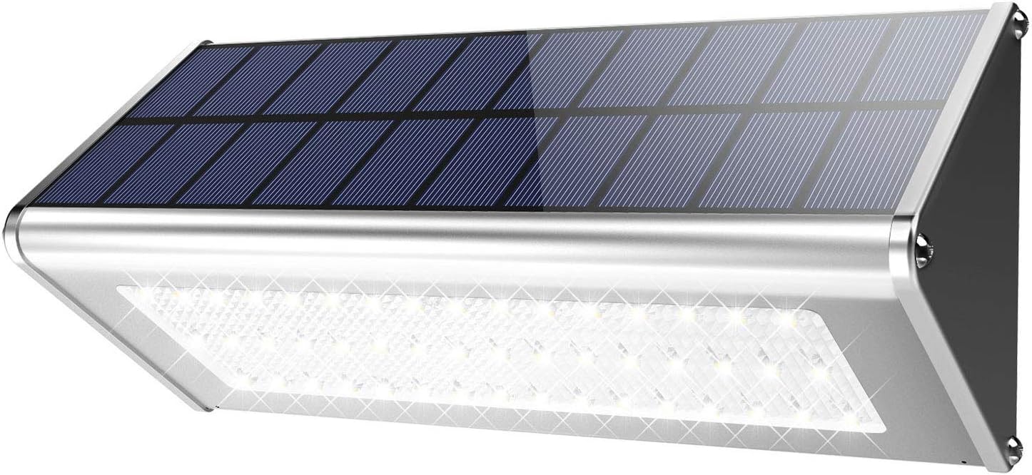 WBESEV Solar Lights Outdoor Lamp 1100 Lumens (Max) 46 LED Motion Sensor Light Aluminum Alloy Housing Waterproof Wireless for Outdoor Security Garden Yard Wall Light (2018 Upgraded Version)