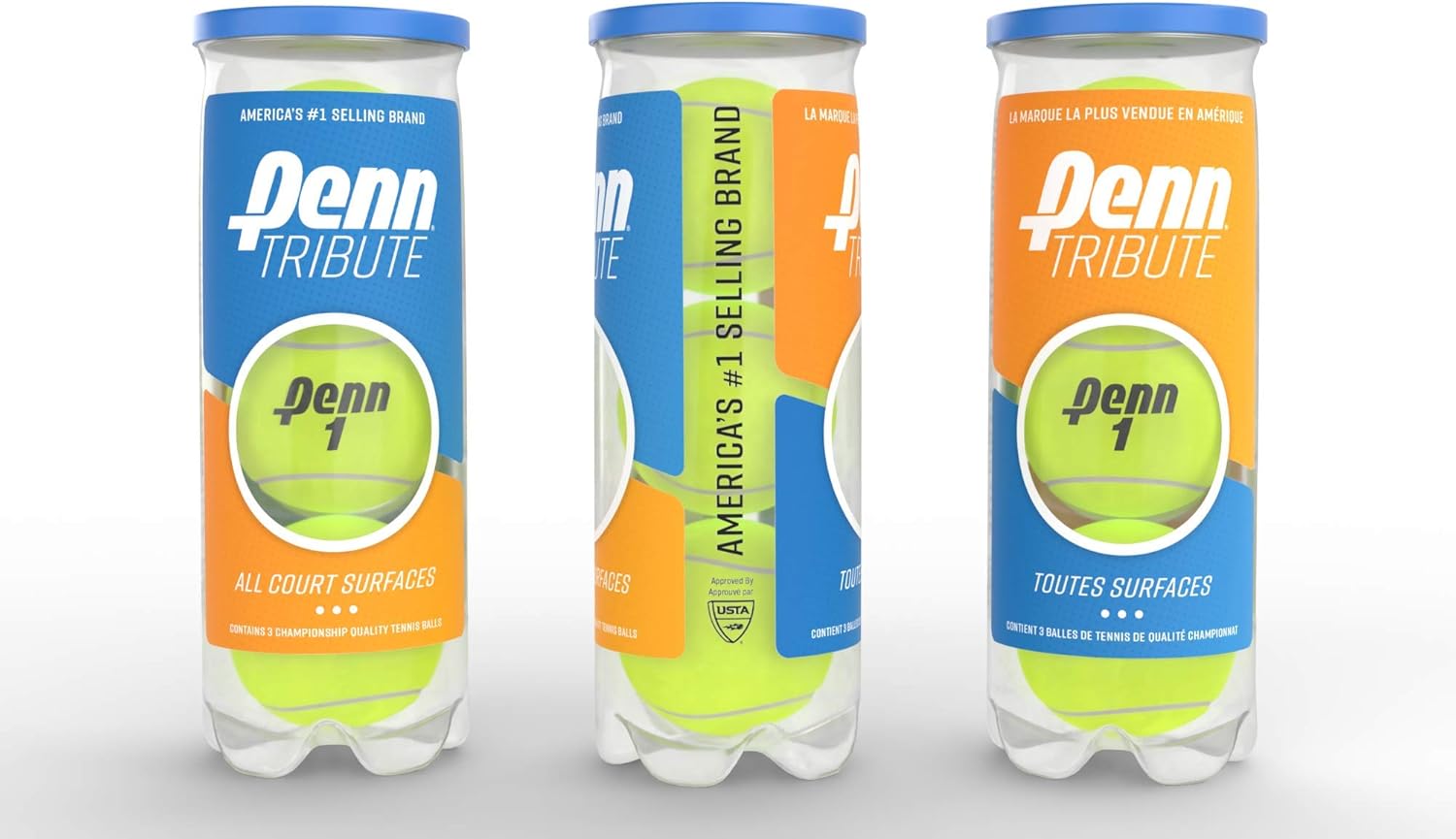 Penn Tribute Tennis Balls - All Courts Felt Pressurized Tennis Ball, 1 Can, 3 Balls : Sports & Outdoors