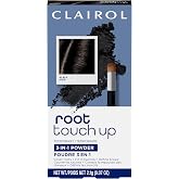 Clairol Root Touch-Up Temporary Concealing Powder, Black, Pack of 1 | Ammonia-Free | Instantly Cover Roots + Define Eyebrows | On-the-Go Compact with Mirror and Application Brush