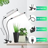 wolezek Grow Lights Full Spectrum 2-Head LED Plant Lamp with Clip 6/12/16H Timer view 6