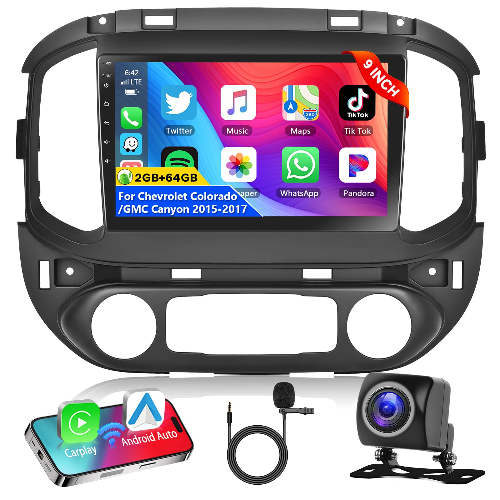 Photo 1 of Podofo 2+64G Wireless Apple Carplay Android Auto Car Stereo for Chevy Colorado GMC Canyon Radio Upgrade 2015 2016 2017 2018 2019,9 Inch QLED Touch Screen Audio with GPS/DSP/SWC/Bluetooth/WiFi/FM&RDS