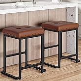 HOOBRO Bar Stools, Bar Stools Set of 2, Counter Height stools with Footrests, 24" Bar Chairs with Sponge, Barstools for Kitch