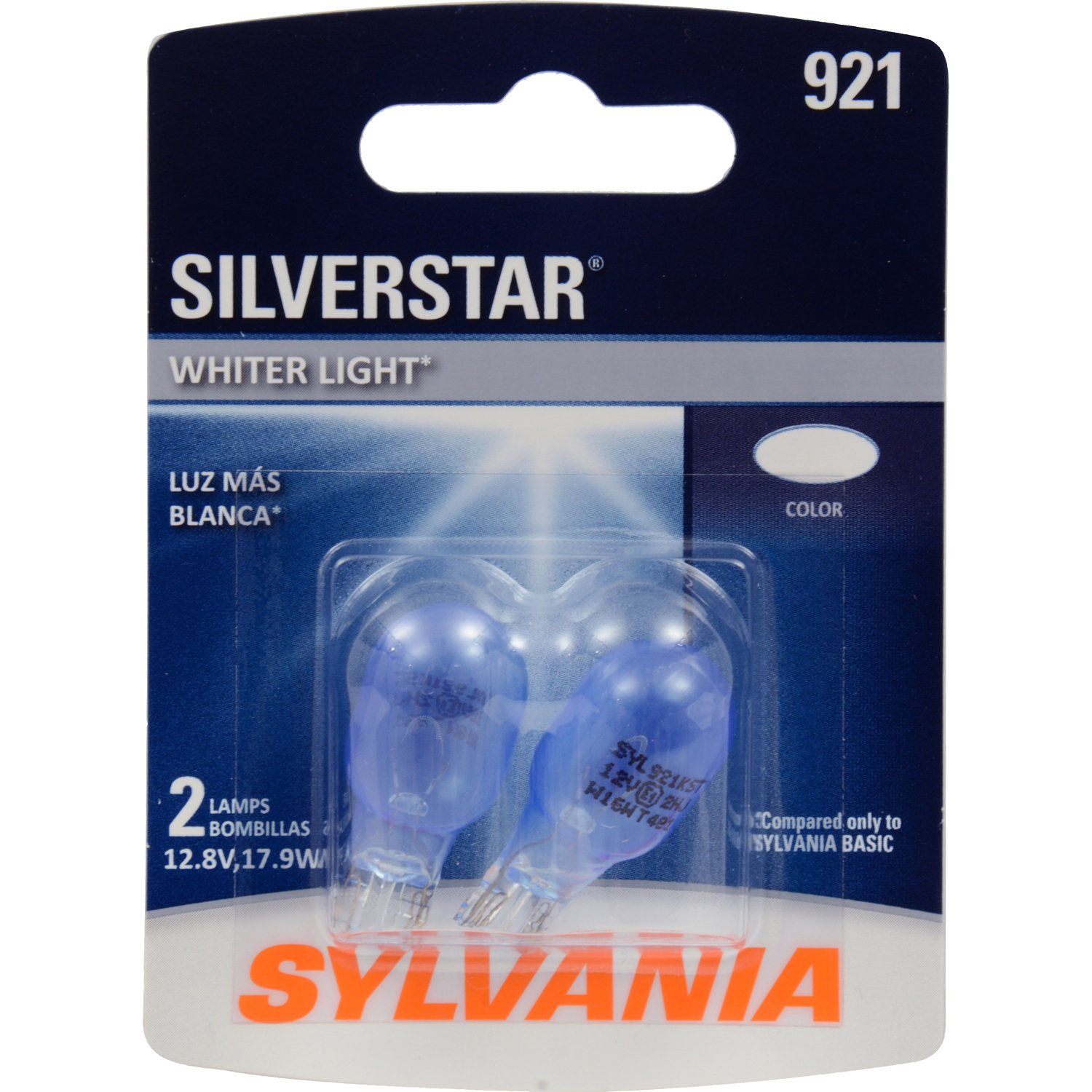 SYLVANIA - 921 SilverStar Mini Bulb - Brighter and Whiter Light, Ideal for Center High Mount Stop Light (CHMSL) and more (Contains 2 Bulbs)