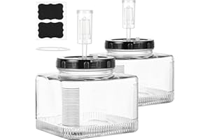Sovietiep - 2 Pack 1 Gallon Wide Mouth Fermentation Jars with Screw Lid, Gallon Glass Jars w 2 Econolock Airlocks - 100% Airtight Glass Pickle Jar with Extra Gasket for Sourdough Starter