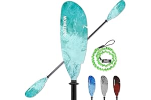 WONITAGO Angler Kayak Paddles Aluminum Paddle with Plastic Blades and Paddle Leash, Floating Adjustable Fishing Kayak Oars, 3 Piece, 230-250cm/90-98 inch