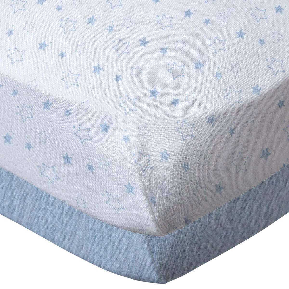 BabyCalin - Set of 2 fitted sheets 60x120x15cm Blue Star + plain blue certified OEKO-TEX