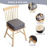 TOTIDYH Toddler Booster Seat Dining Chair 4 Inch Lift Grey PU Leather 2 Straps view 5