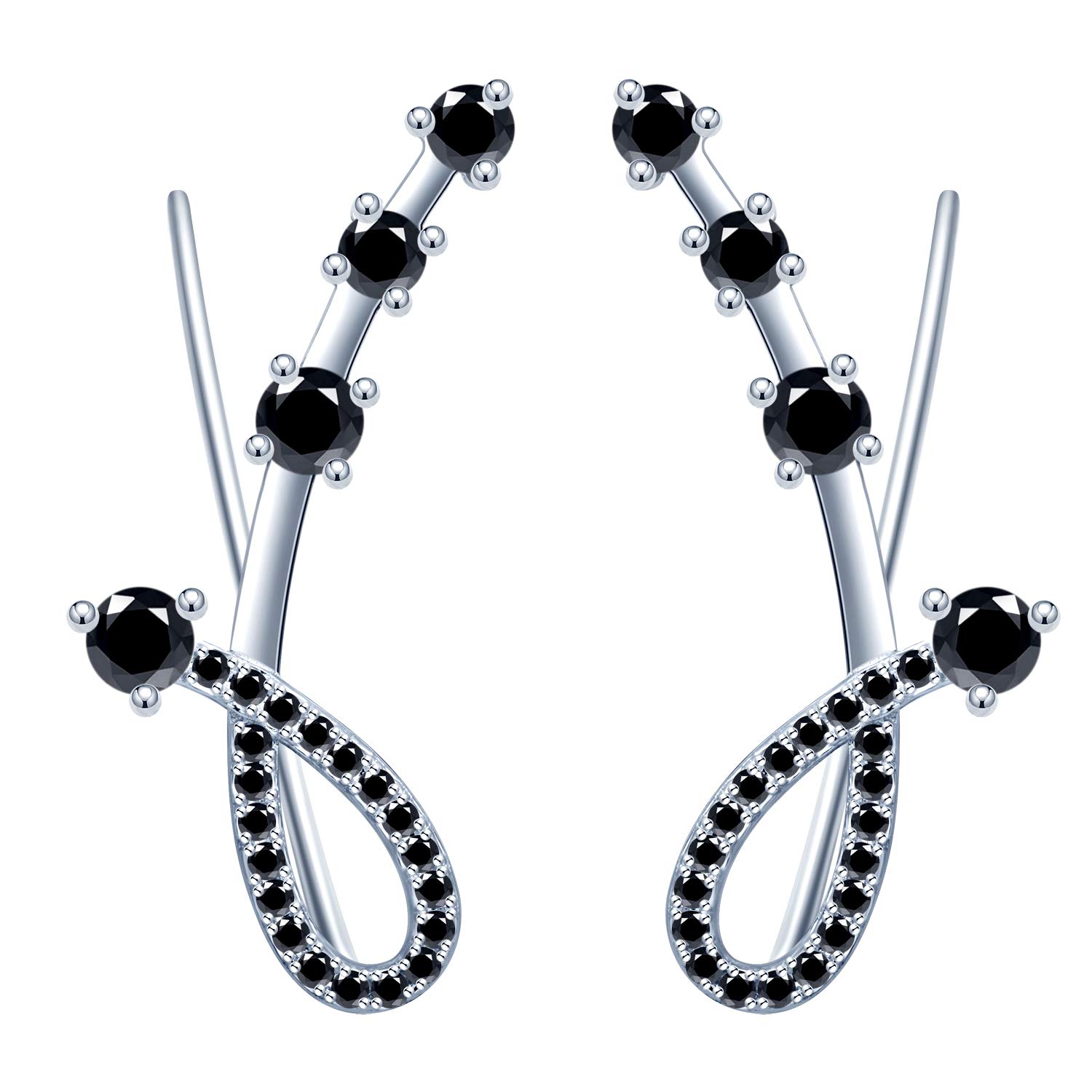 Yumilok Ear Cuffs Hoop Climber S925 Sterling Silver Earrings Hypoallergenic Earring with 4 Cubic Zirconia