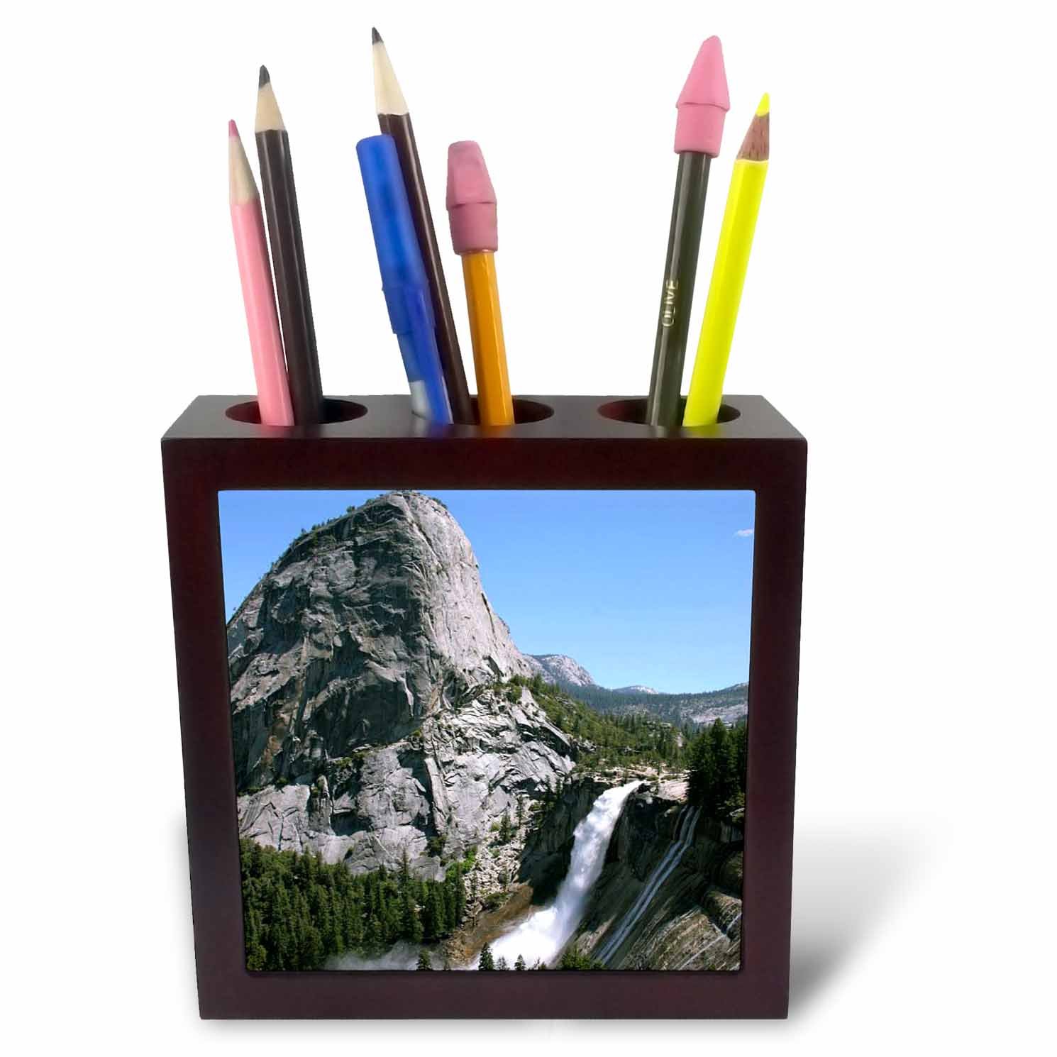 3dRose ph_36437_1 5-Inch "Nevada Falls in Yosemite National Park" Tile Pen Holder