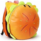 Hkufpq Cheeseburger Backpack, Hamburger Food Shaped Novelty Daypack, Multi-Compartment Burger Backpack