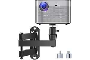 suptek Universal Foldable Projector Wall Mount - Adjustable Bracket for Projectors, Compatible with 1/4", M4 & M6 Screws, Heavy-Duty & Space-Saving Design, Black, MA1330YT