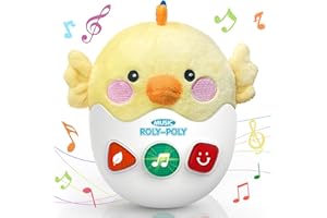 WOWOHAGE Baby Toys 0-6-12 Months, Chick Musical Plush Tummy Toys, Cute Stuffed Animal Infant Toys with Light & Sounds, Roly-Poly Sensory Toy Birthday Gift for Newborn Boys & Girls Easter Egg Gifts