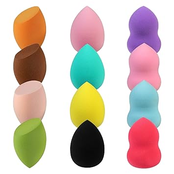 Spanking Beauty Professional Dry and wet makeup sponge?Beauty Foundation Blending Sponges, Flawless for Liquid, Cream, and Powder, Multi-colored Makeup Sponges-12 Pcs Set