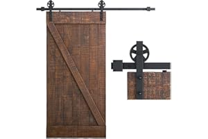 SMARTSTANDARD 6.6 Feet Heavy Duty Sliding Barn Door Hardware Kit, Black, Smoothly and Quietly, Simple and Easy to Install, Fit 36"-40" Wide Panel (Industrial Bigwheel Hangers)