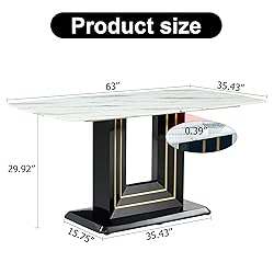 63" Dining Table for 4-6 People, Modern Marble