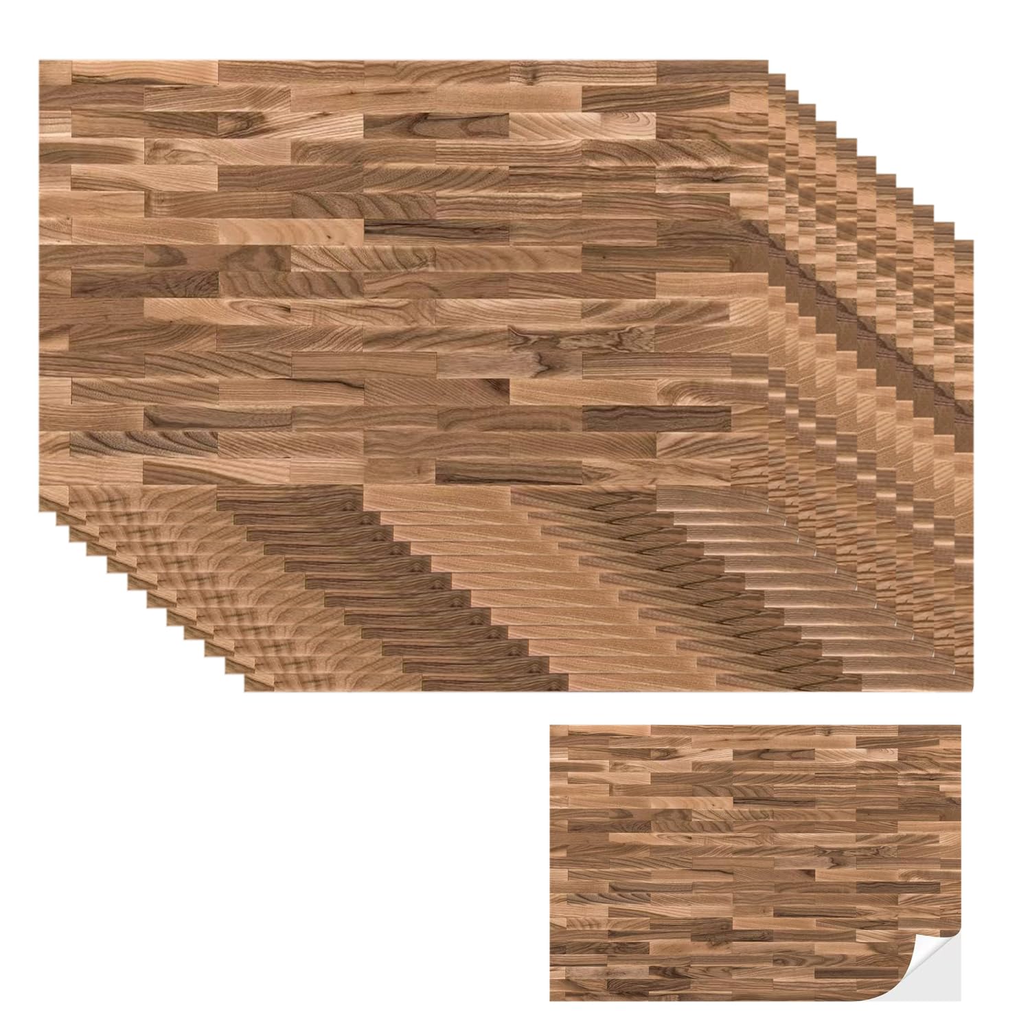 12 Pcs Miniature Dollhouse Red Brick Wallpaper, Peel and Stick Self-Adhesive Dolls House Wallpaper, Wallpaper Accessories, Doll House Accessories, 8.3x11.8 Inches (Wood Grain)