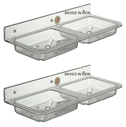 ROYAL ALFA Double Soap Dish of ABS Plastic Unbreakable for Bathroom Square Shape (Pack of 2)