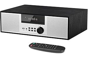 TIAMBOY Nostalgic Micro Shelf System 40W RMS with CD Player, Bluetooth, USB Playback, FM Radio, AUX-Input, 2-Way Music Crisp-Sound, DSP-Tech (TB-816B)