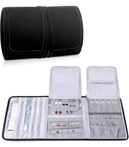 Diakey Lot De 2 étuis De Rangement De Bijoux De Voyage, Pliables