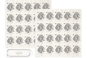 Vintage Rose Pane of 20 Postage Wedding Stamps Bundled with Northarvest Office Clip