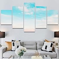 SIGNWIN 5 Panel Canvas Wall Art Modern Art Coastal Colorful Multicolor Photography Romantics Sunset for Home Decorations Ready to Hang - 60